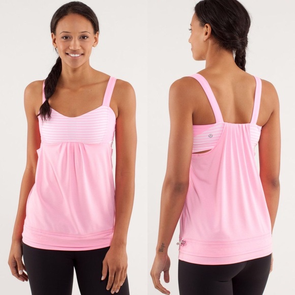 lululemon athletica Tops - Lululemon Run Back On Track Pink Shell Stripe Tank